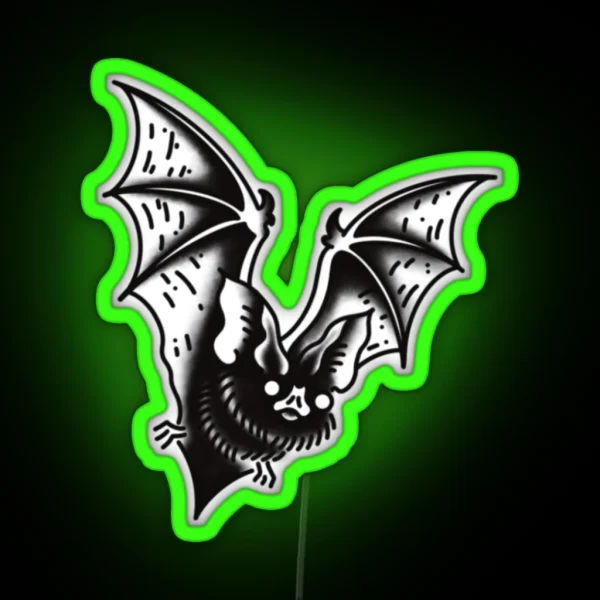 Traditional Bat Tattoo Led RGB Neon Sign