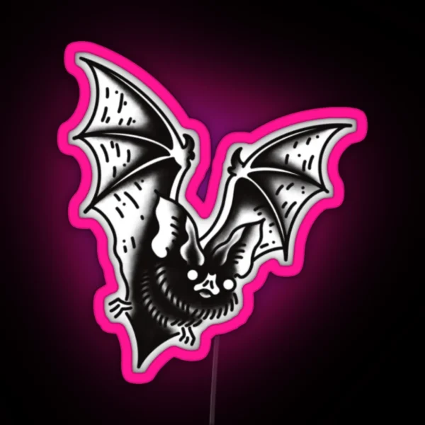 Traditional Bat Tattoo Led RGB Neon Sign