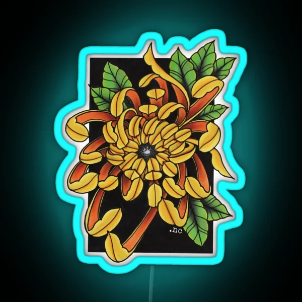 Traditional Chrysanthemum RGB Neon Sign