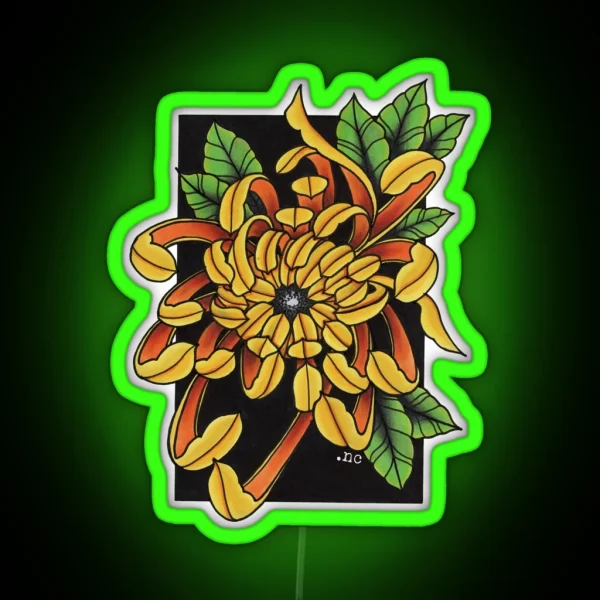Traditional Chrysanthemum RGB Neon Sign
