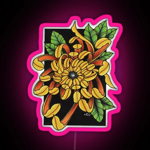 Traditional Chrysanthemum RGB Neon Sign