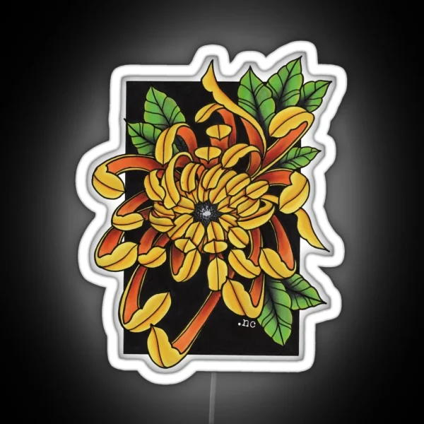 Traditional Chrysanthemum RGB Neon Sign