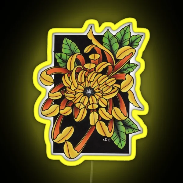 Traditional Chrysanthemum RGB Neon Sign