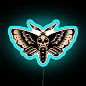 Traditional Death Head Moth RGB Neon Sign