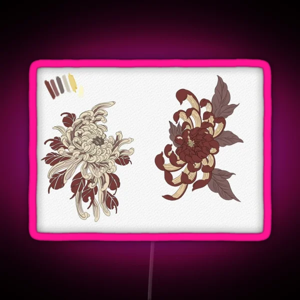 Traditional Japanese Chrysanthemum RGB Neon Sign