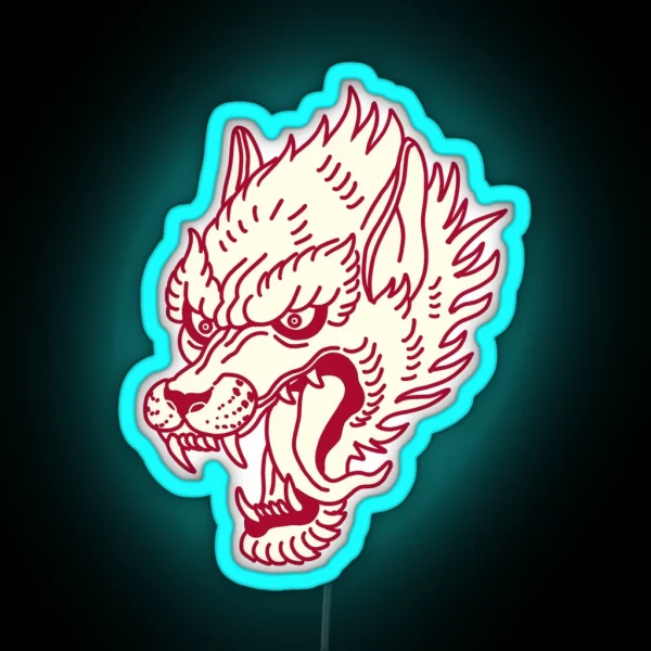 Traditional Red Wolf RGB Neon Sign