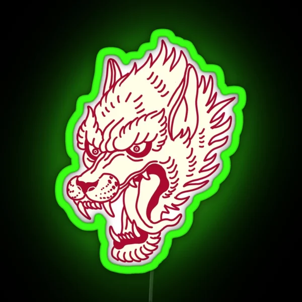 Traditional Red Wolf RGB Neon Sign