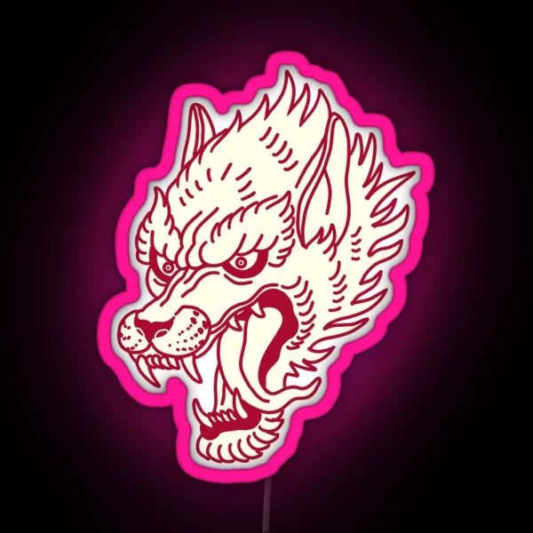 Traditional Red Wolf RGB Neon Sign