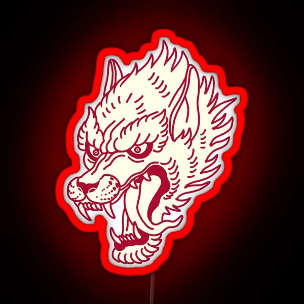 Traditional Red Wolf RGB Neon Sign