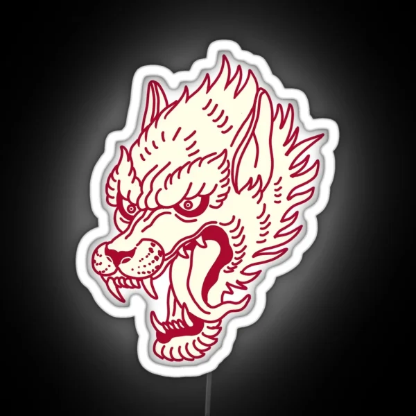 Traditional Red Wolf RGB Neon Sign