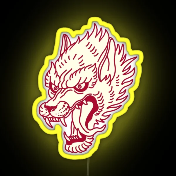 Traditional Red Wolf RGB Neon Sign