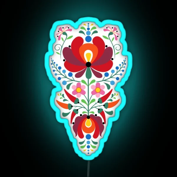 Traditional Style Hungarian Flowers Design On RGB Neon Sign