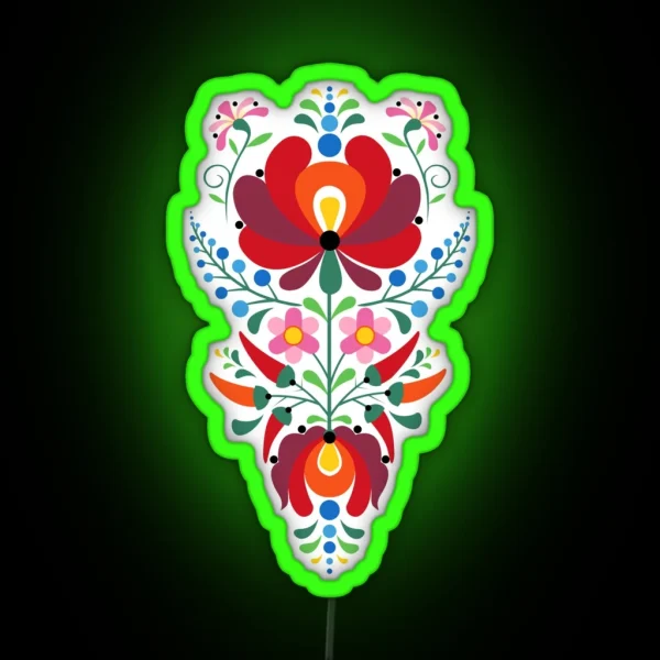 Traditional Style Hungarian Flowers Design On RGB Neon Sign