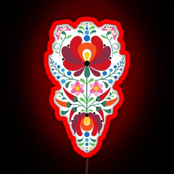 Traditional Style Hungarian Flowers Design On RGB Neon Sign