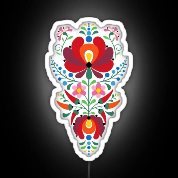 Traditional Style Hungarian Flowers Design On RGB Neon Sign