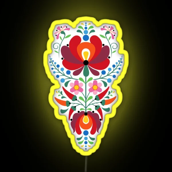 Traditional Style Hungarian Flowers Design On RGB Neon Sign