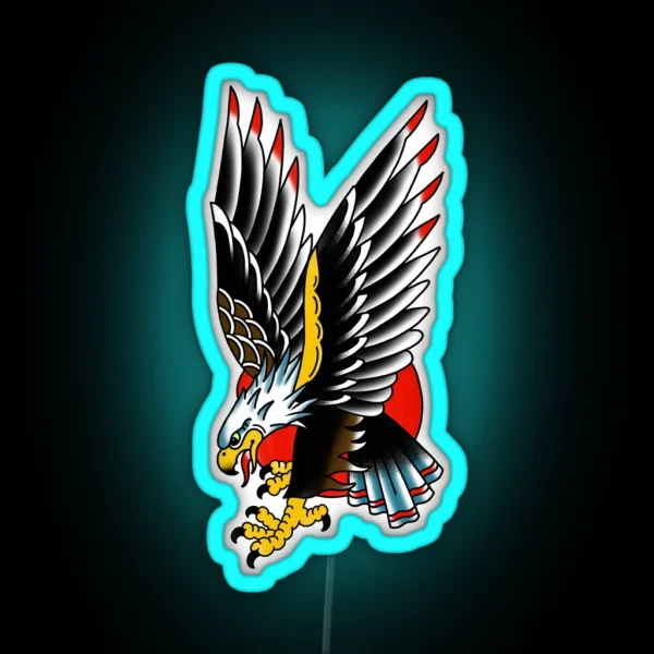 Traditional Tattoo Eagle RGB Neon Sign