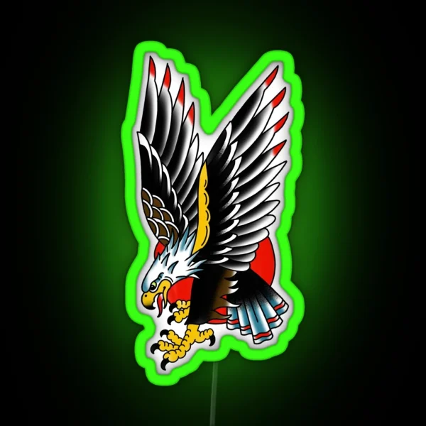 Traditional Tattoo Eagle RGB Neon Sign