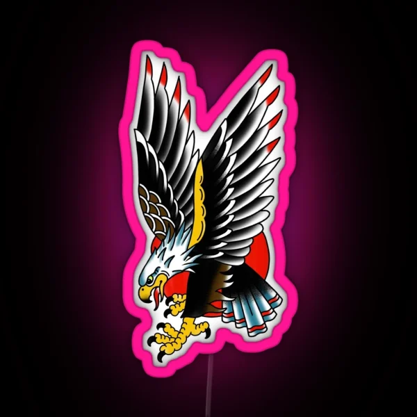 Traditional Tattoo Eagle RGB Neon Sign