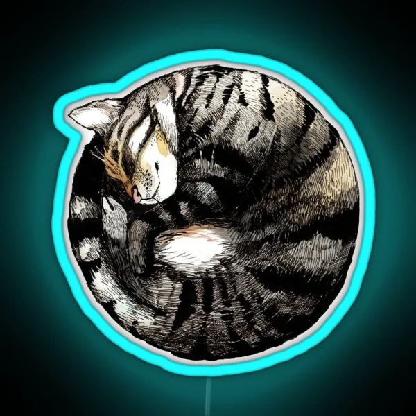 Tranquil Cat Sleeps In A Circle RGB Neon Sign