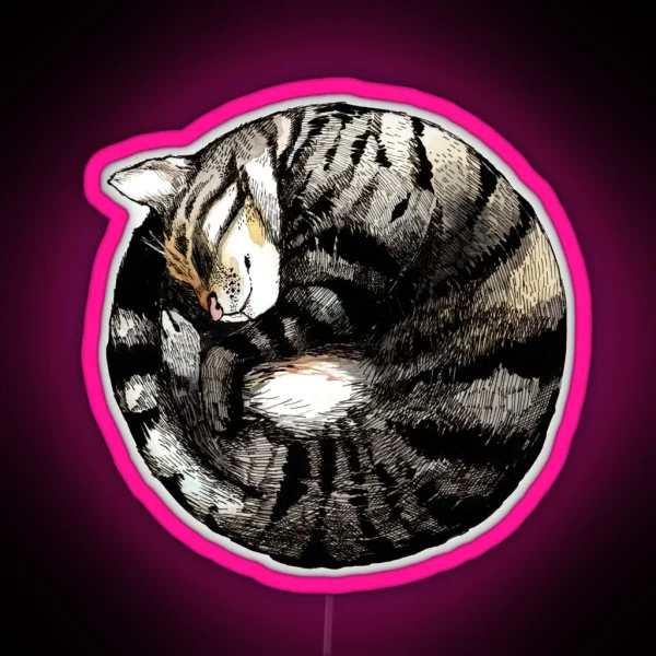 Tranquil Cat Sleeps In A Circle RGB Neon Sign