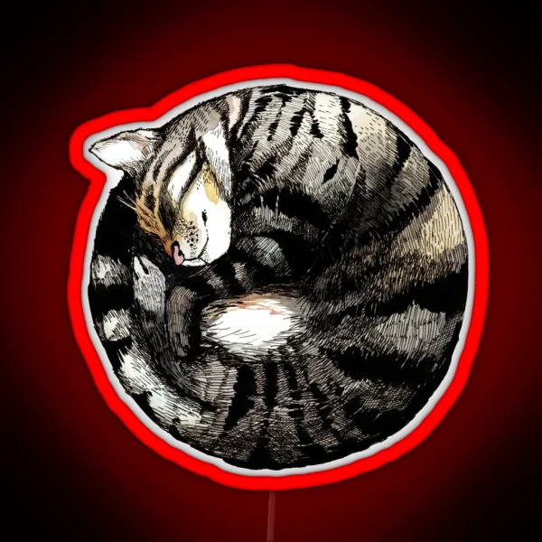 Tranquil Cat Sleeps In A Circle RGB Neon Sign