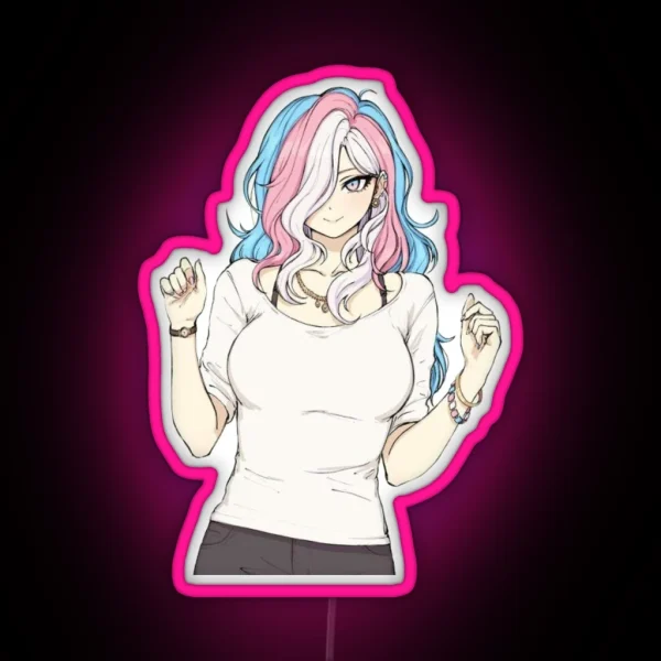 Transgender Girl Pride Anime Character RGB Neon Sign