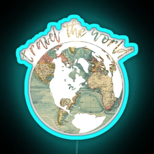 Travel The World Map RGB Neon Sign