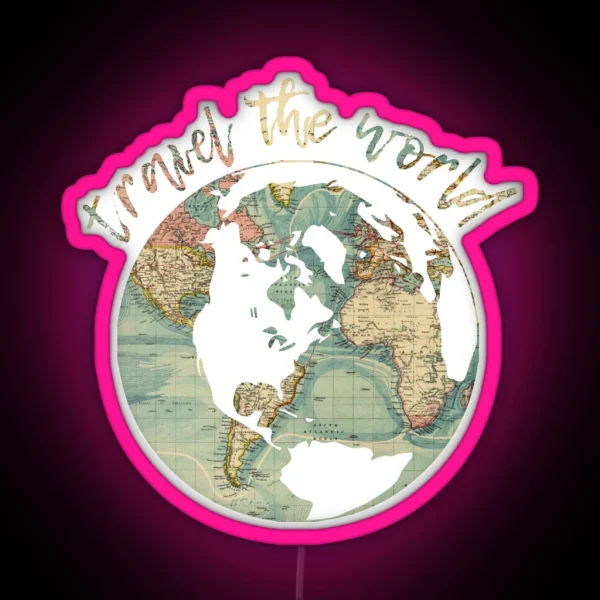 Travel The World Map RGB Neon Sign