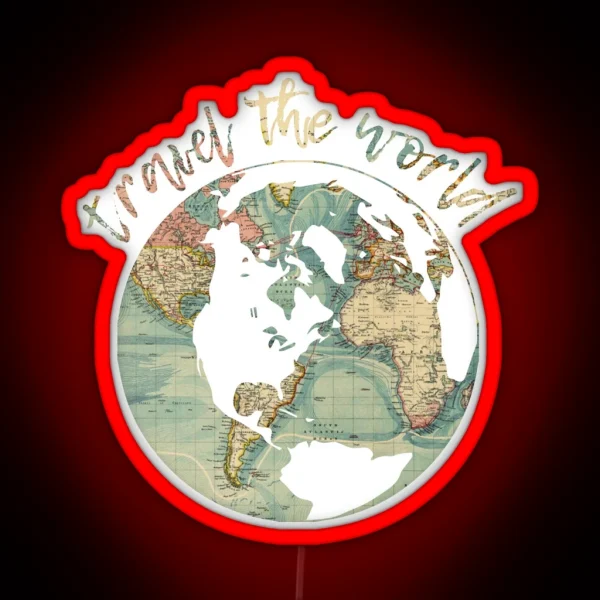 Travel The World Map RGB Neon Sign