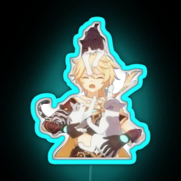 Traveller Aether With Cats RGB Neon Sign