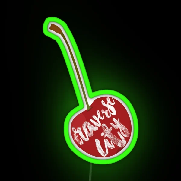 Traverse City Cherry Michigan RGB Neon Sign