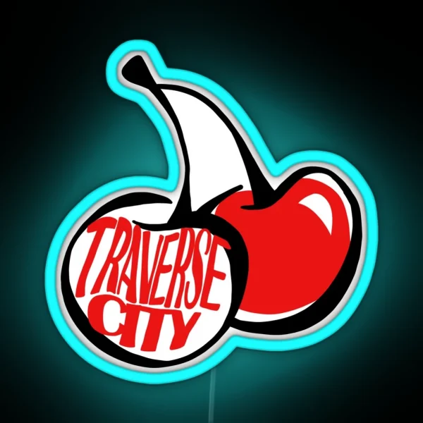 Traverse City Michigan Cherries RGB Neon Sign