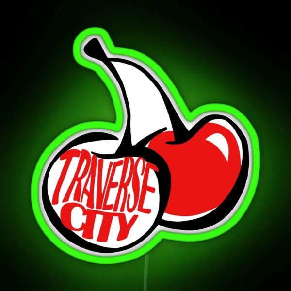 Traverse City Michigan Cherries RGB Neon Sign