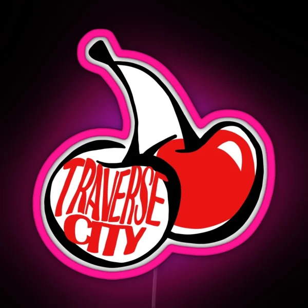 Traverse City Michigan Cherries RGB Neon Sign