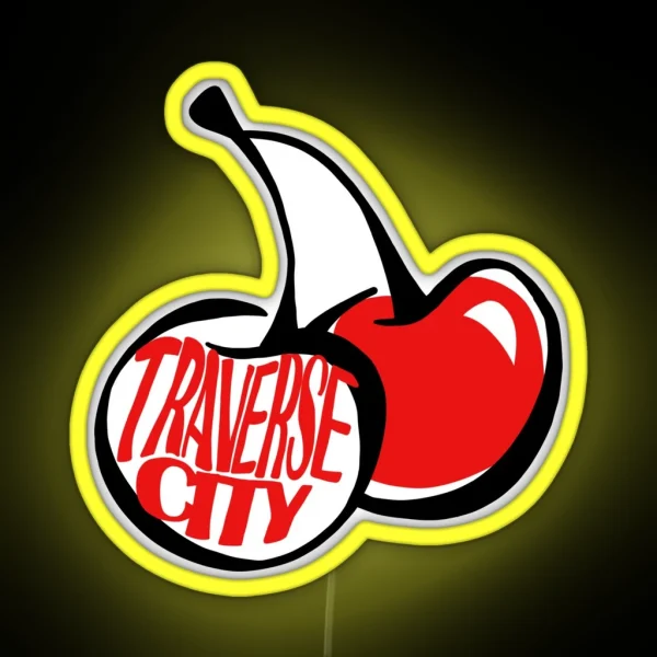 Traverse City Michigan Cherries RGB Neon Sign