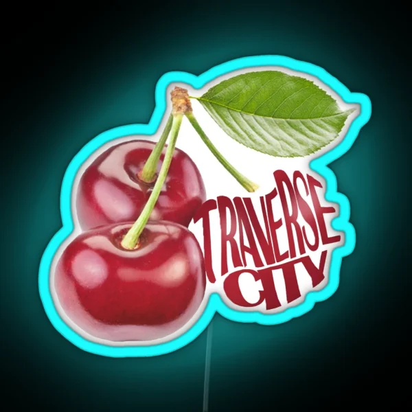 Traverse City Michigan Cherries RGB Neon Sign
