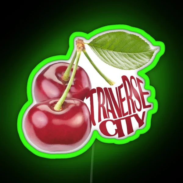 Traverse City Michigan Cherries RGB Neon Sign