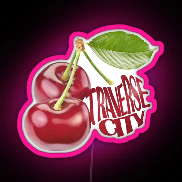 Traverse City Michigan Cherries RGB Neon Sign