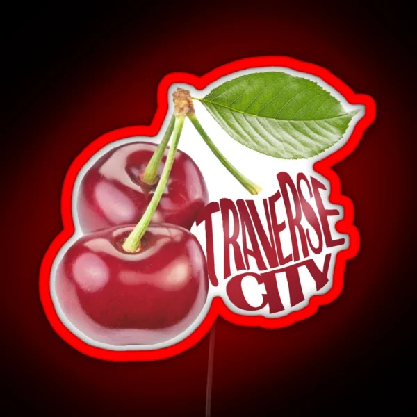Traverse City Michigan Cherries RGB Neon Sign