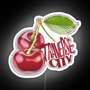 Traverse City Michigan Cherries RGB Neon Sign