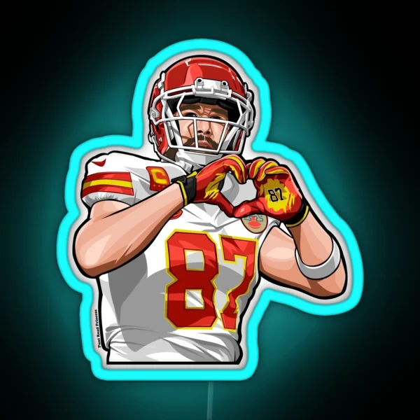 Travis Kelce Hand Heart RGB Neon Sign