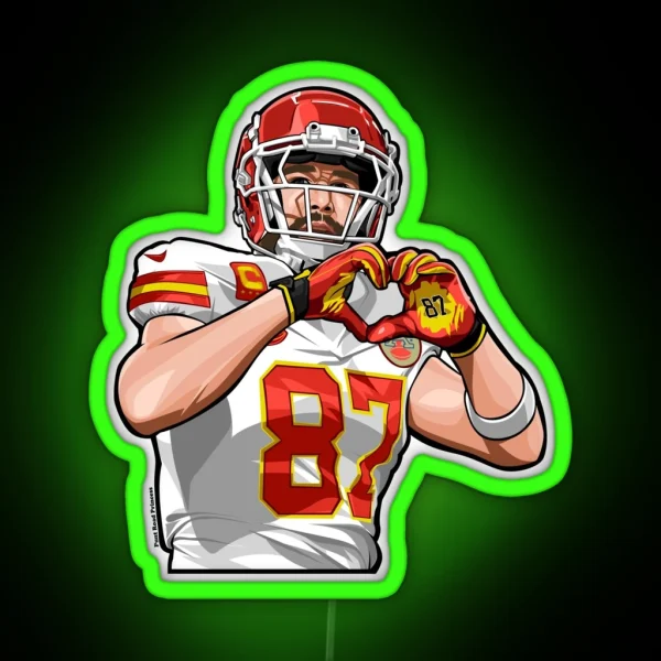 Travis Kelce Hand Heart RGB Neon Sign