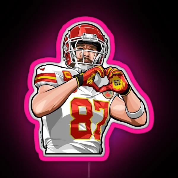 Travis Kelce Hand Heart RGB Neon Sign