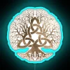 Vibrant Neon Tree of Life Yggdrasil Triquetra Symbolic Wall Decor Accent
