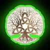 Vibrant RGB Neon Sign Featuring Tree of Life and Triquetra Symbolism