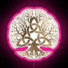 Vibrant Tree of Life Yggdrasil Triquetra Symbolic Neon Light Art Sign