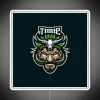 Tribe mascot design neon sign with vibrant RGB colors accent