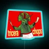 Retro-Futuristic Triceratops silhouette in vibrant RGB LED neon lighting glow.