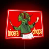 Colorful Triceratops dinosaur silhouette in vibrant RGB neon lights